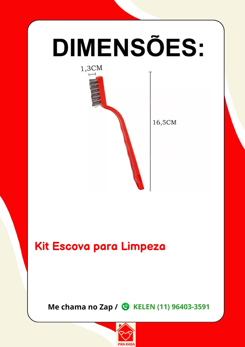 Kit 3 Escovas Limpeza Cerdas em Aço, Latão e Nylon Grelha Cantinho