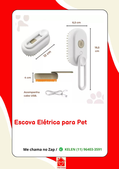 Escova a vapor automática 3 em 1 para gatos e cães