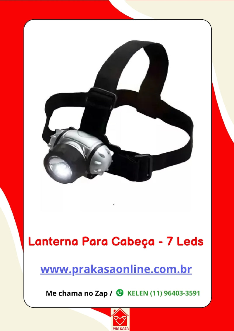 Lanterna de Cabeça 7 Leds Bicicleta Pesca Camping a Pilhas