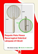 Raquete Elétrica Recarregável Mosquito Automática com Luz UV