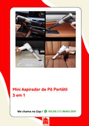 Aspirador de Pó Portátil Automotivo Recarregável Usb Cor Preto 110V/220V