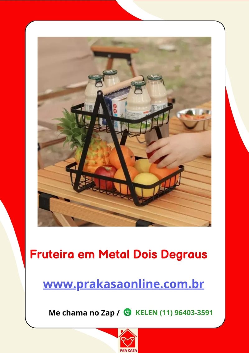 Fruteira em Metal Dois Níveis