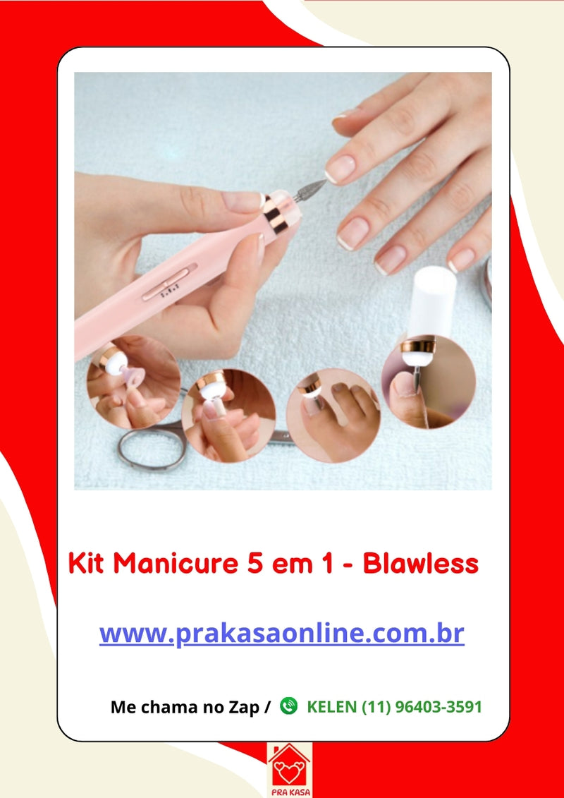Lixadeira de Unha 5 em 1  - Manicure - Sem Fio Portátil Ponta Intercambiável Recarregável
