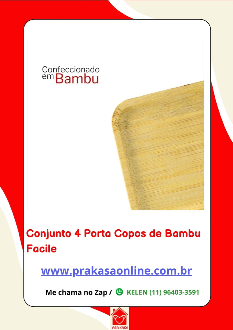 Conjunto 4 Porta Copos de Bambu - Facile