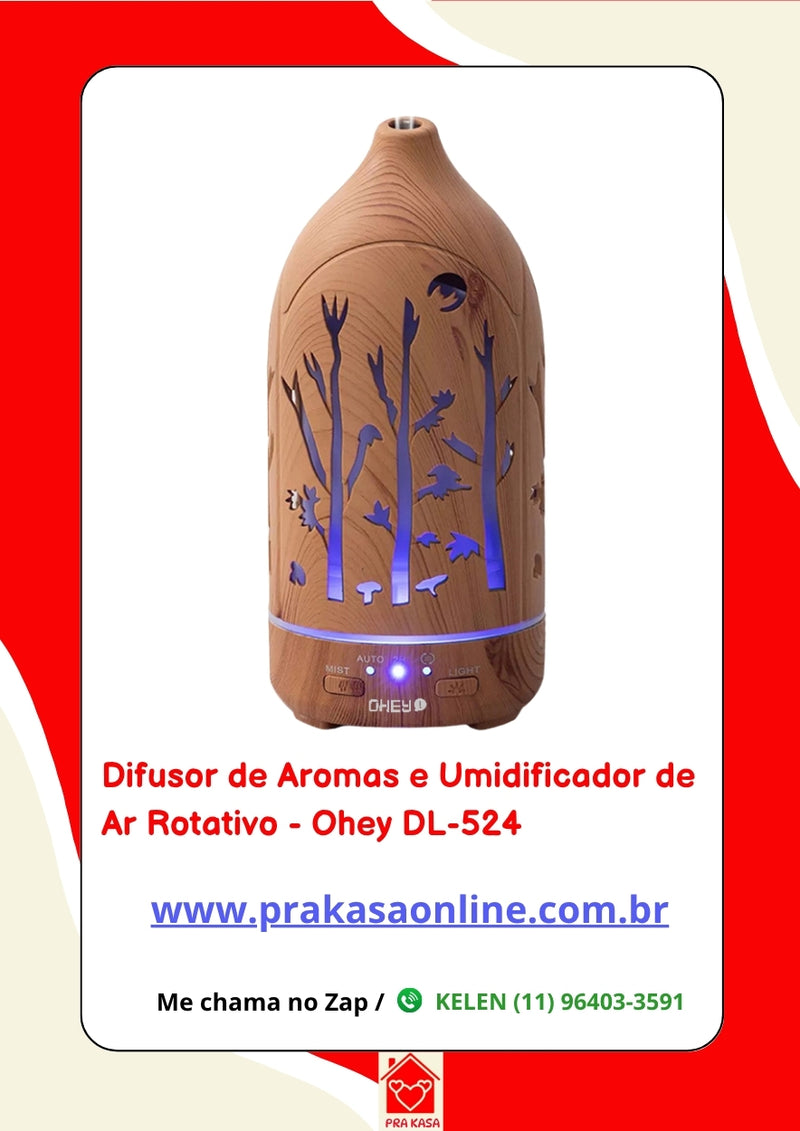 Difusor de Aromas e Umidificador de Ar Rotativo - Ohey DL-524