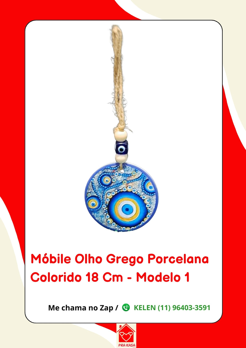 Móbile Olho Grego Porcelana Colorido - 18 cm