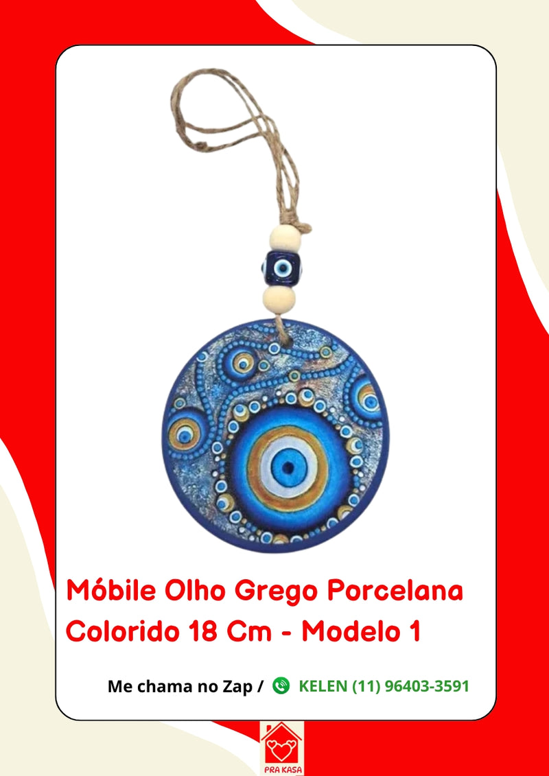 Móbile Olho Grego Porcelana Colorido - 18 cm