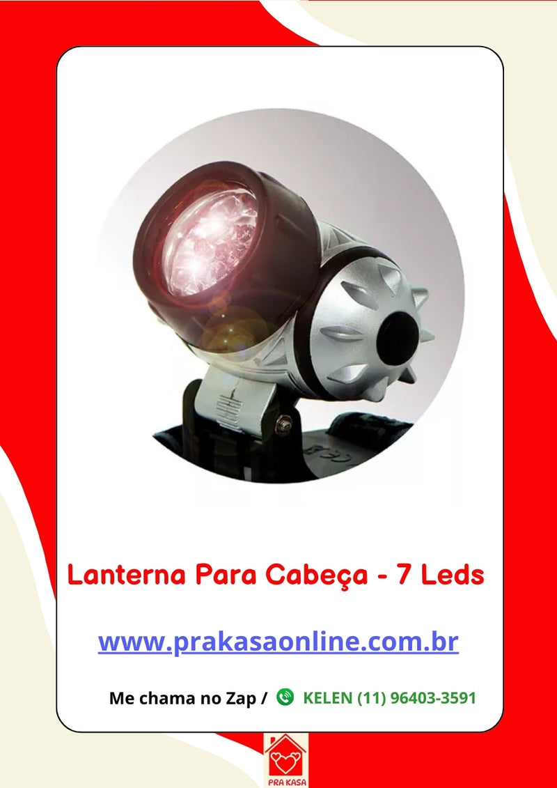 Lanterna de Cabeça 7 Leds Bicicleta Pesca Camping a Pilhas