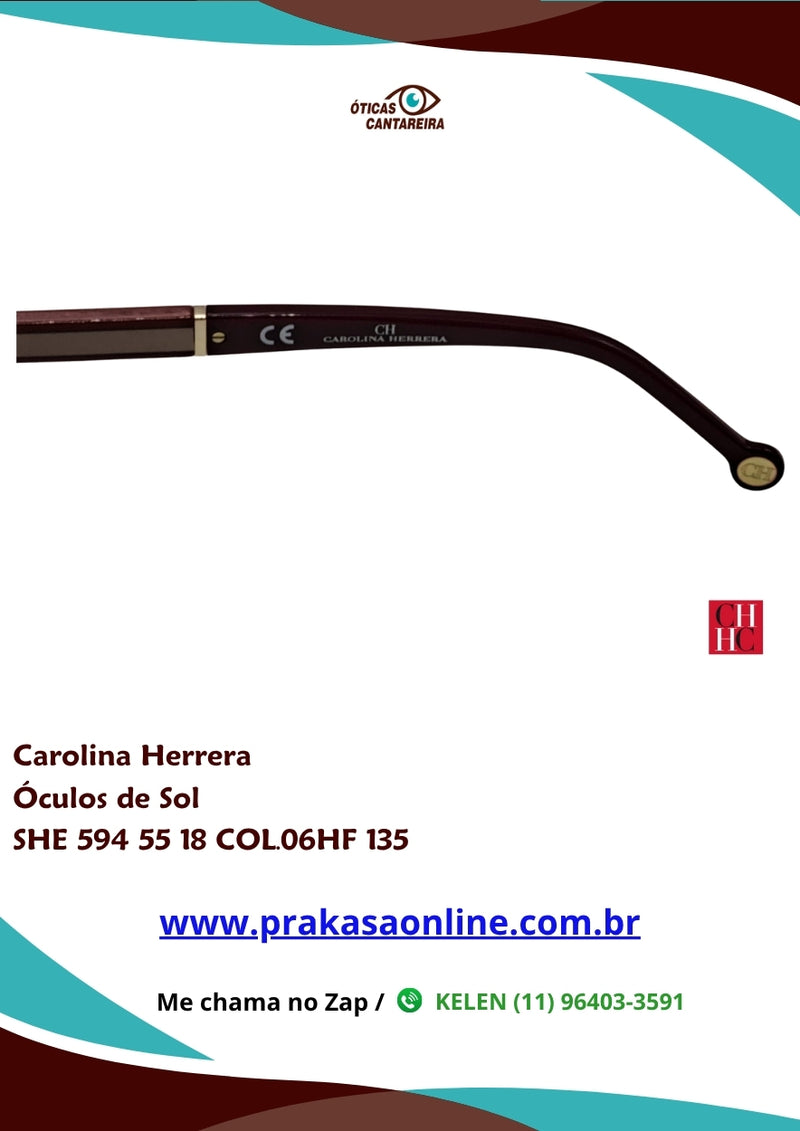 Carolina Herrera - Óculos de Sol - SHE 594 55 18 COL.06HF 135
