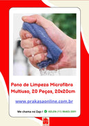 Pano de Limpeza Microfibra Multiuso, 20 Peças, 20x20cm