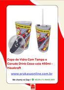 Copo de Vidro Com Tampa e Canudo Drink Coca-cola 450ml - Hauskraft