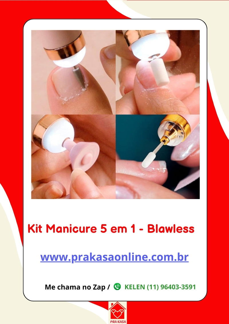 Lixadeira de Unha 5 em 1  - Manicure - Sem Fio Portátil Ponta Intercambiável Recarregável