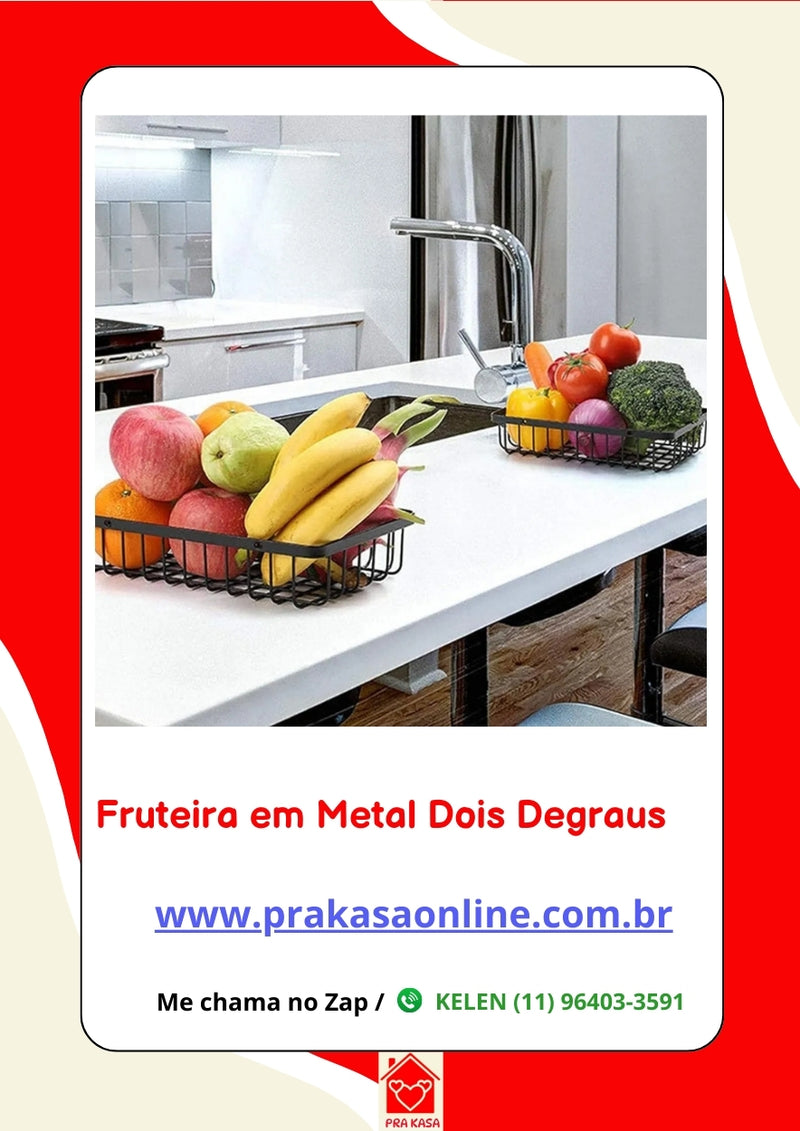 Fruteira em Metal Dois Níveis