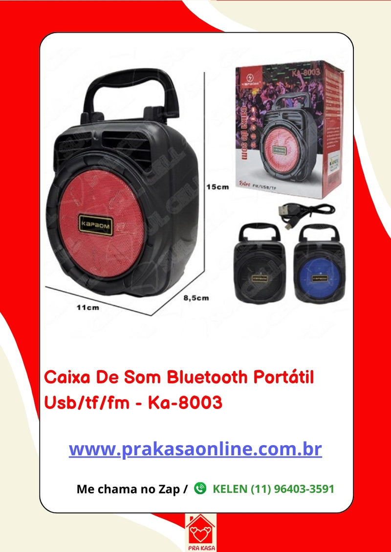 Caixa de Som Bluetooth Portátil USB/TF/FM - KA-8003 - Kapbom