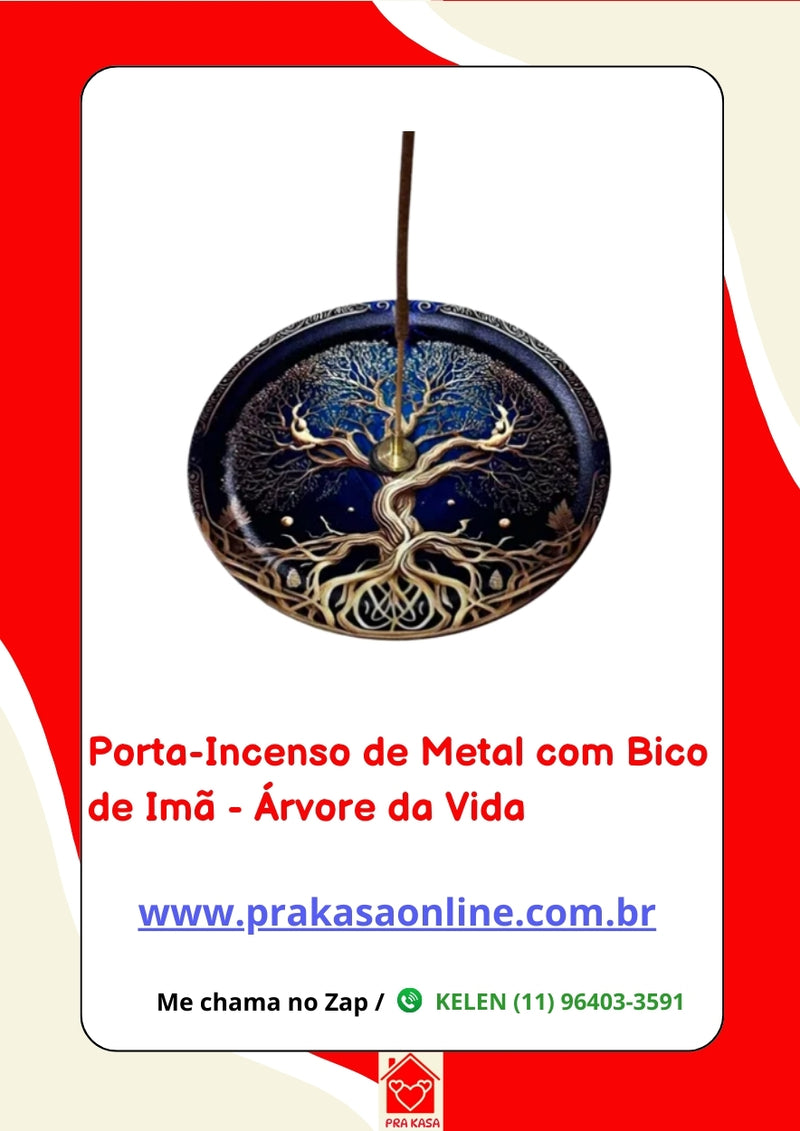 Porta-Incenso de Metal com Bico de Imã