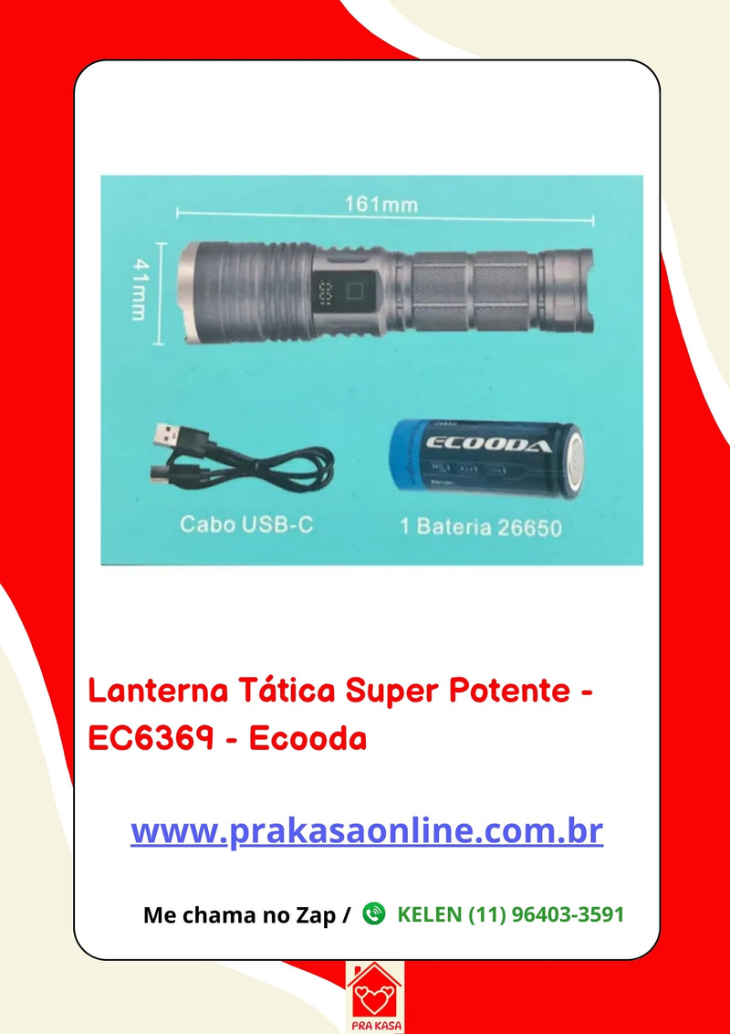 Lanterna Tática Super Potente - EC6369 - Ecooda