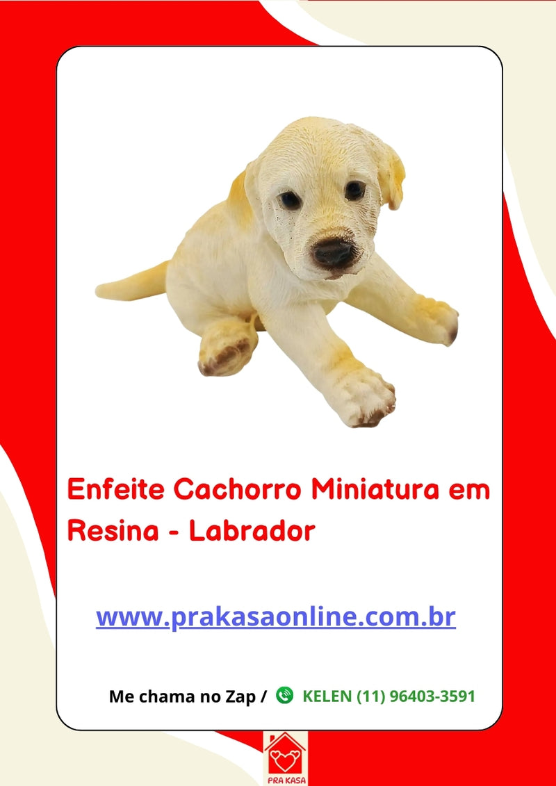 Enfeite Cachorro Miniatura em Resina - Labrador