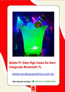 Balde para Gelo RGB Caixa de Som Integrada Bluetooth 7L