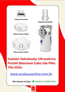 Nebulizador Portátil Silencioso Cabo Usb ou Pilha Bivolt