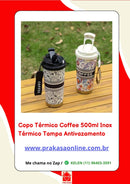Copo Térmico Coffee 500ml Inox Térmico Tampa Antivazamento