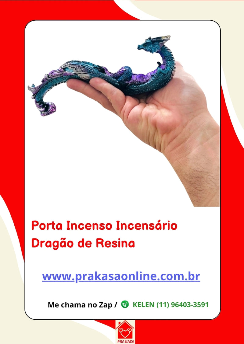 Porta Incenso Incensário Dragão Resina