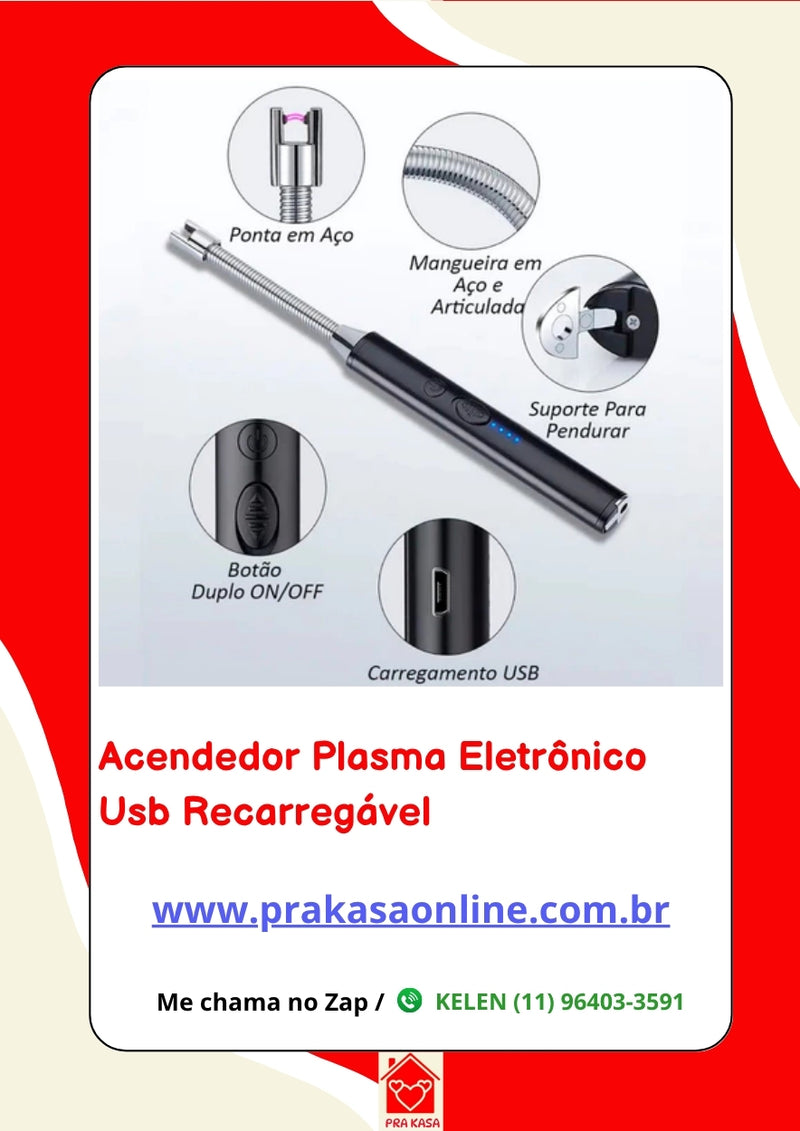 Acendedor Plasma Eletrônico USB Recarregável