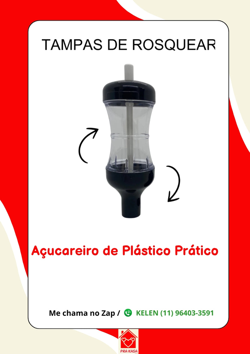 Açucareiro Porta Condimentos Prático de Mesa com Botão Dosador
