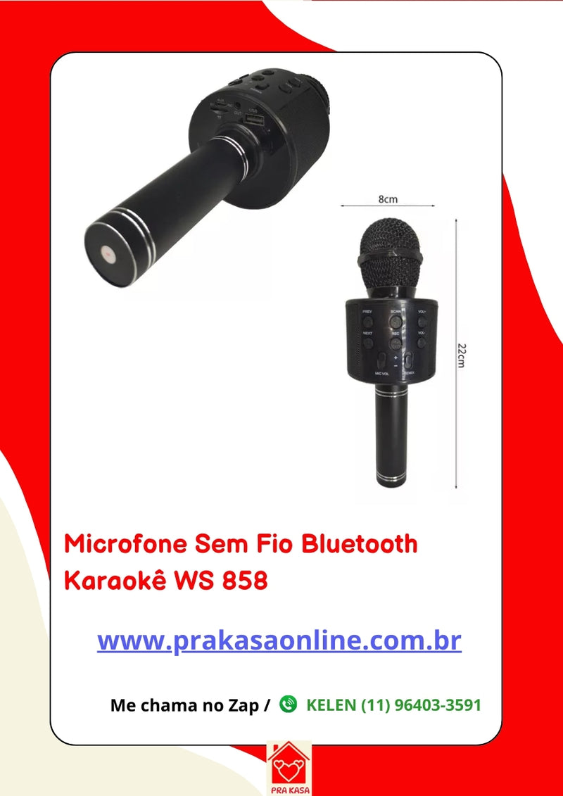 Microfone Sem Fio Bluetooth Usb Karaokê