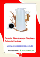 Garrafa Térmica de 1L Plástico com Cabo de Madeira e Termômetro Quente e Frio