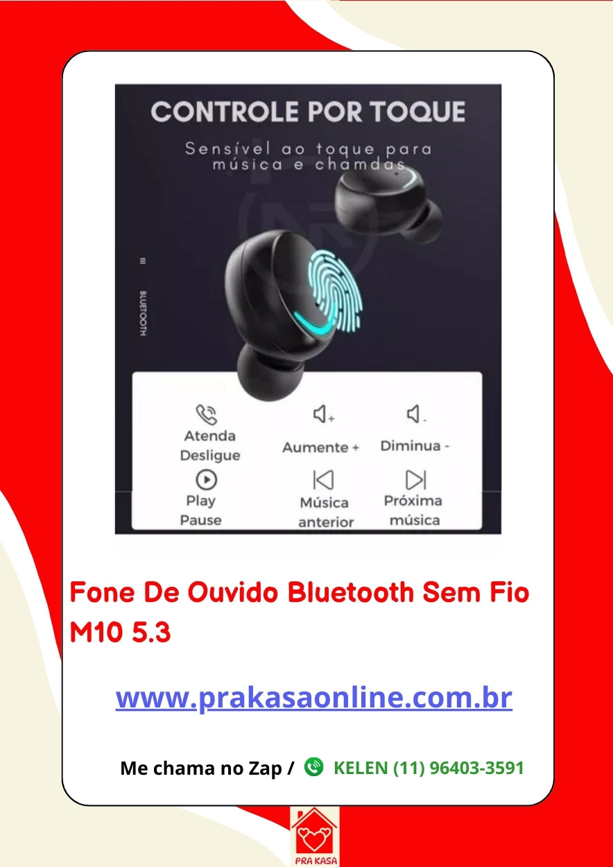 Fone de Ouvido Bluetooth M10 Sem Fio