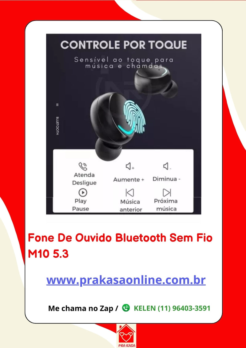 Fone de Ouvido Bluetooth M10 Sem Fio