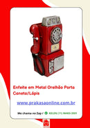 Enfeite em Metal Orelhão Porta Caneta/Lápis