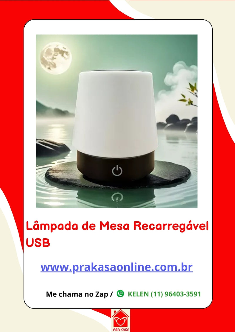 Luminária de Mesa Recarregável USB