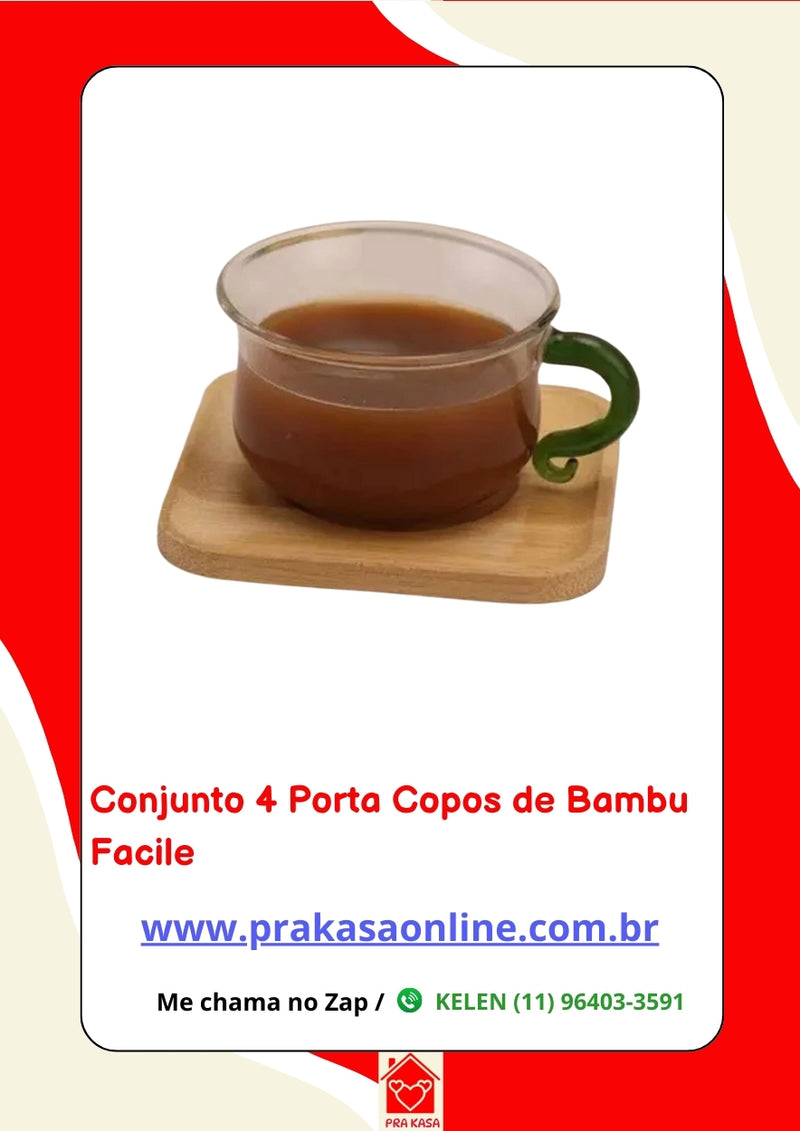 Conjunto 4 Porta Copos de Bambu - Facile