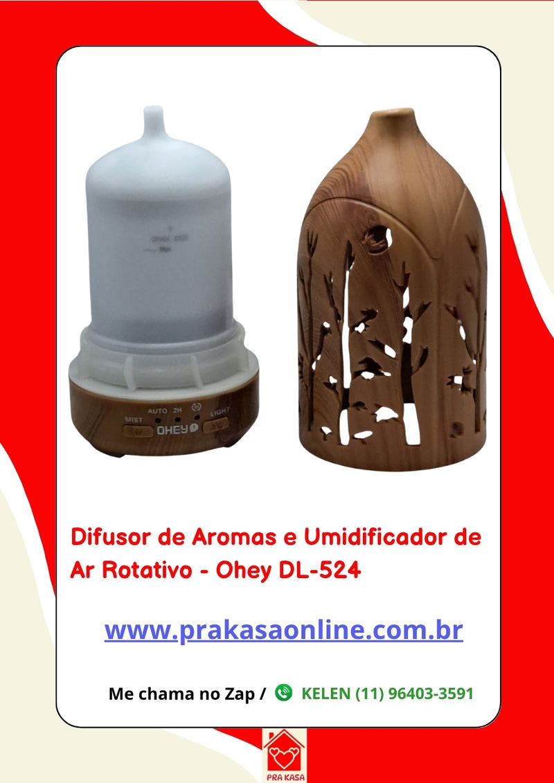 Difusor de Aromas e Umidificador de Ar Rotativo - Ohey DL-524
