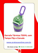 Garrafa Térmica 750ML com Tampa Flip e Canudo