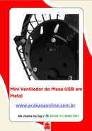 Mini Ventilador de Mesa USB 13cm em Metal Koya