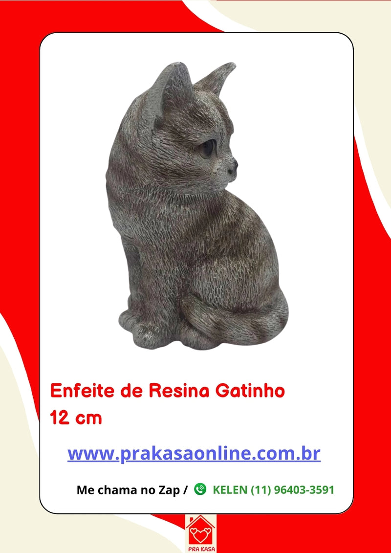 Enfeite de Resina Gatinho 12 cm