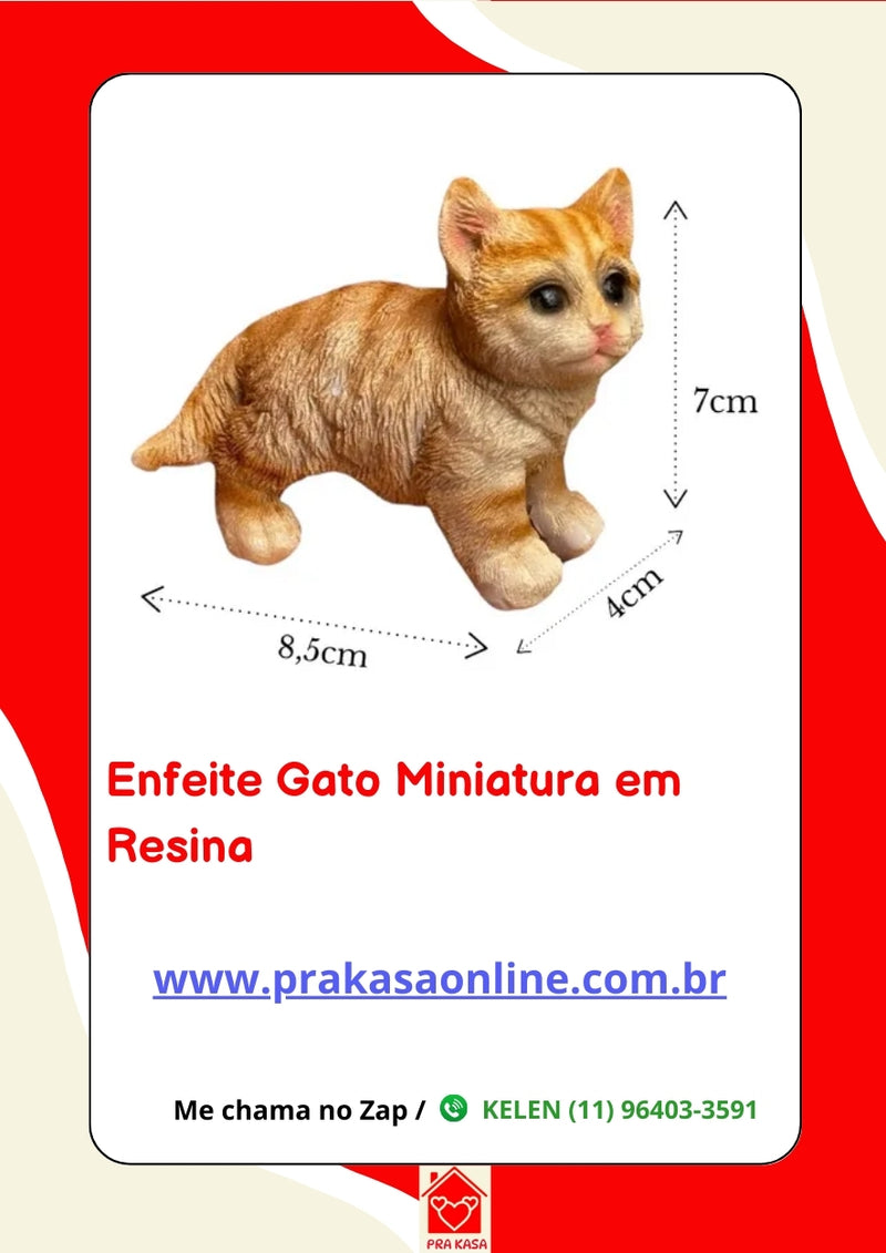 Enfeite Gato Miniatura em Resina