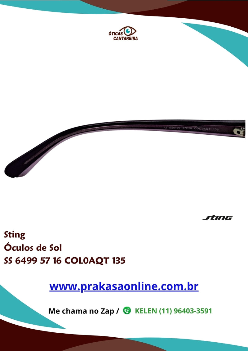 Sting - Óculos de Sol - SS 6499 57 16 COL0AQT 135