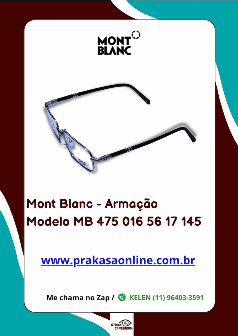 Mont Blanc - Armação  Modelo MB 475 016 56 17 145