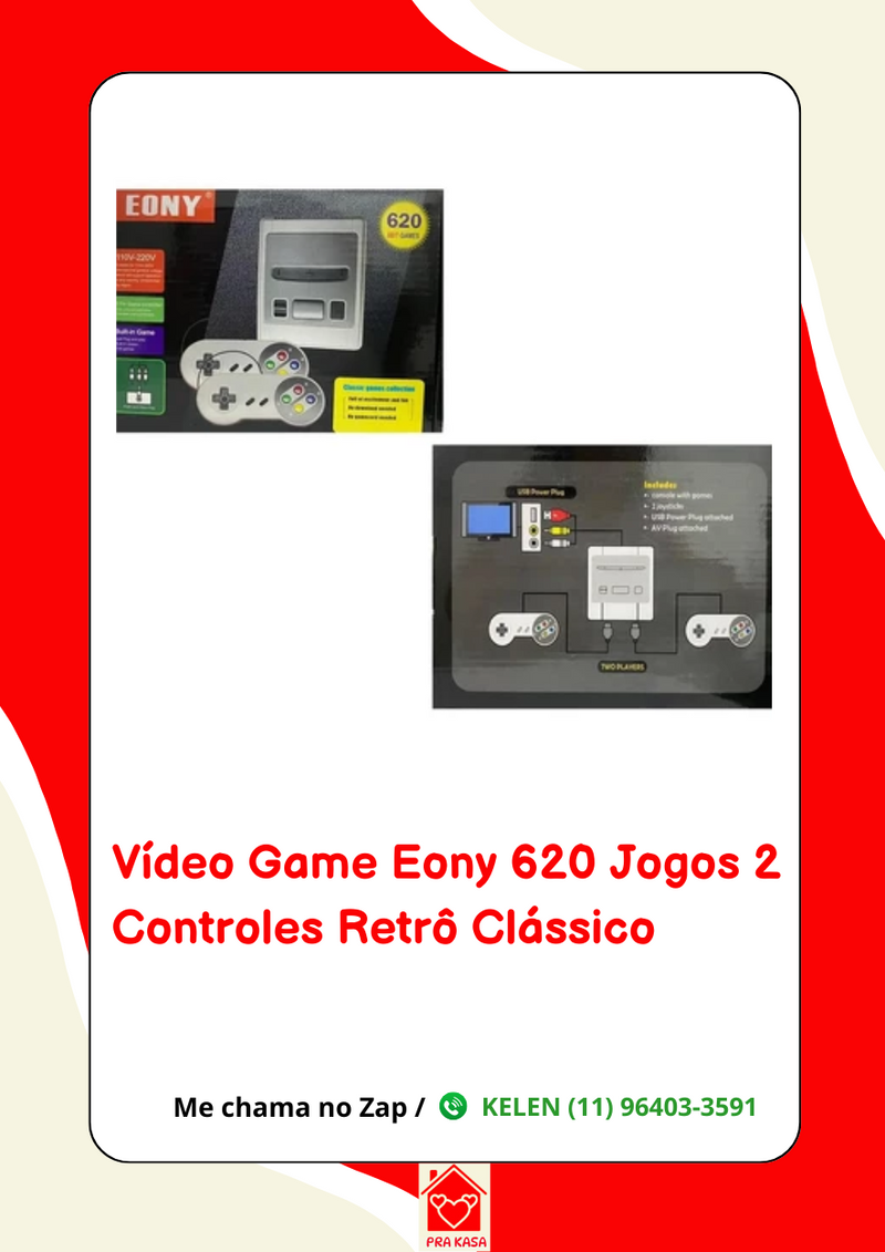 Video Game Super Mini 620 Jogos Retro 8 Bits 2 Controles