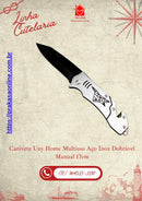 Canivete Uny Home Multiuso Aço Inox Dobrável Manual 17cm