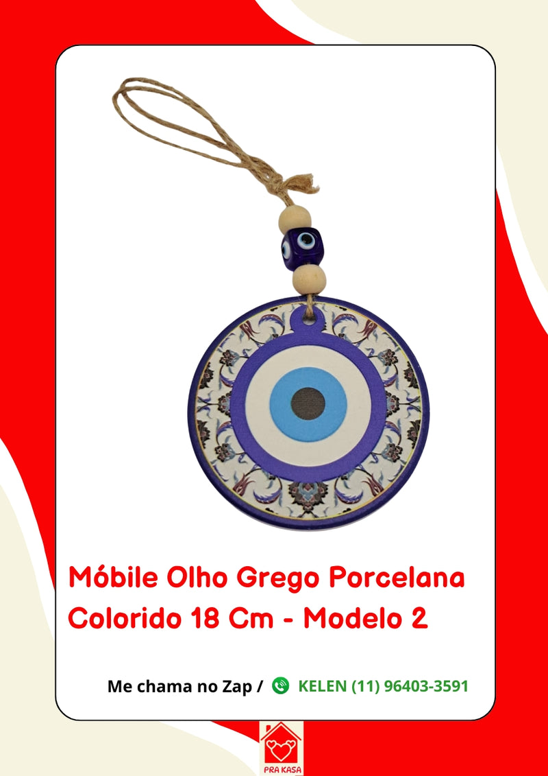 Móbile Olho Grego Porcelana Colorido - 18 cm
