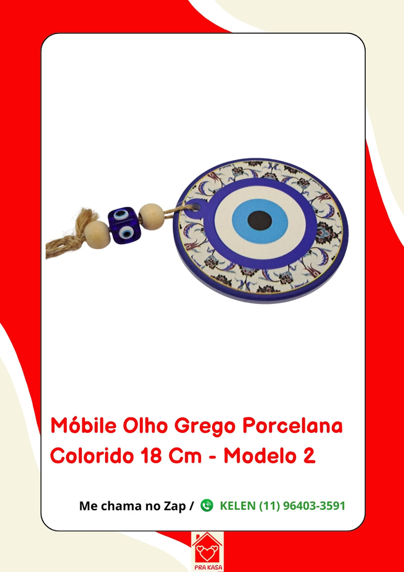 Móbile Olho Grego Porcelana Colorido - 18 cm