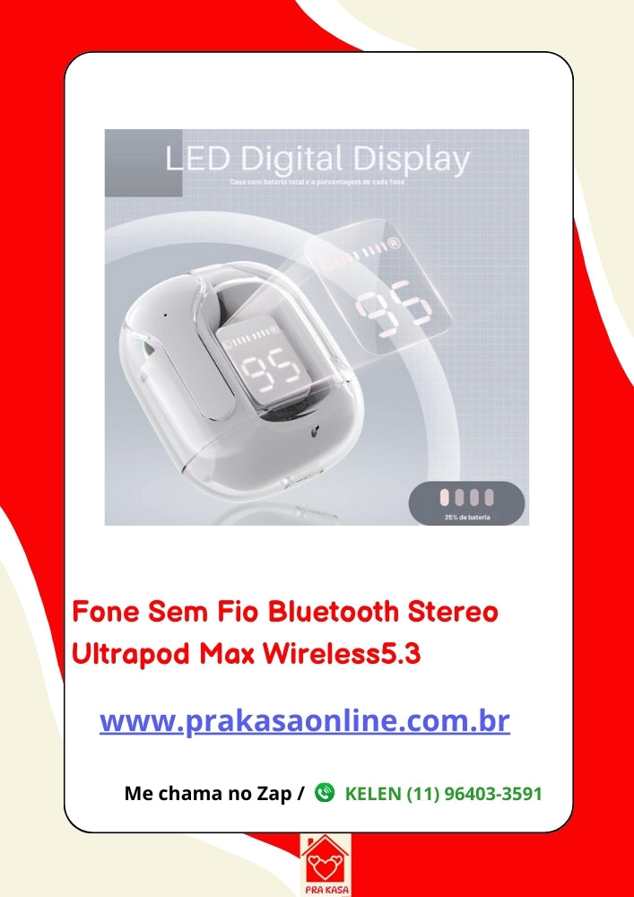 Fone Sem Fio Bluetooth Stereo Ultrapod Max Wireless5.3
