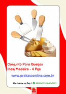 Conjunto Jogo de Utensílios para Queijo Inox 4 Peças Gourmet