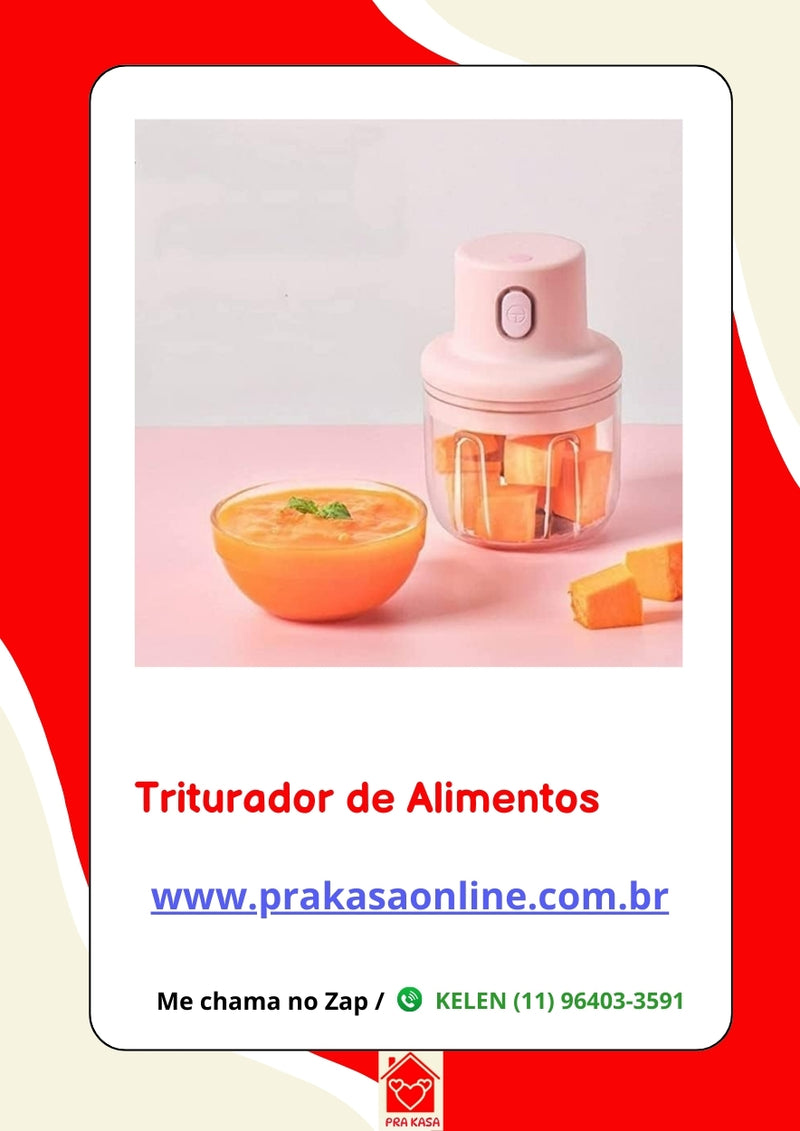 Processador Triturador Alimentos Elétrico Recarregável