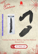 Canivete Uny Home Multiuso Aço Inox Dobrável Manual 17cm