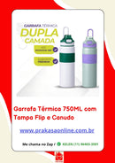Garrafa Térmica 750ML com Tampa Flip e Canudo